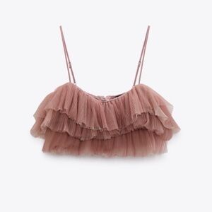 Zara Ruffle Tube Crop Top Small NWT